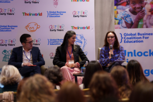 Fred (Wen Jie) Tan, Head of Global Social Impact, Hewlett-Packard Enterprise, Mariana Luz, CEO, Maria Vidigal Foundation and Marissa Comart, Assistant Legal Counsel Employment, Etsy . Act for Early Years: Unlocking Investment for Our Youngest Learners event held during the IMF/World Bank Spring Meetings in Washington DC and hosted by Theirworld, GBC-Education, Sesame Workshop and ECDAN.